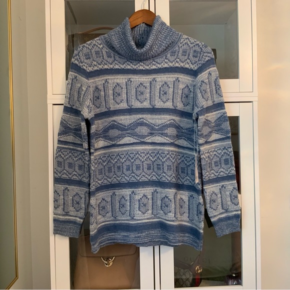 Coco Y Club Women’s Turtle Neck Sweater Blue Size S - Picture 2 of 7